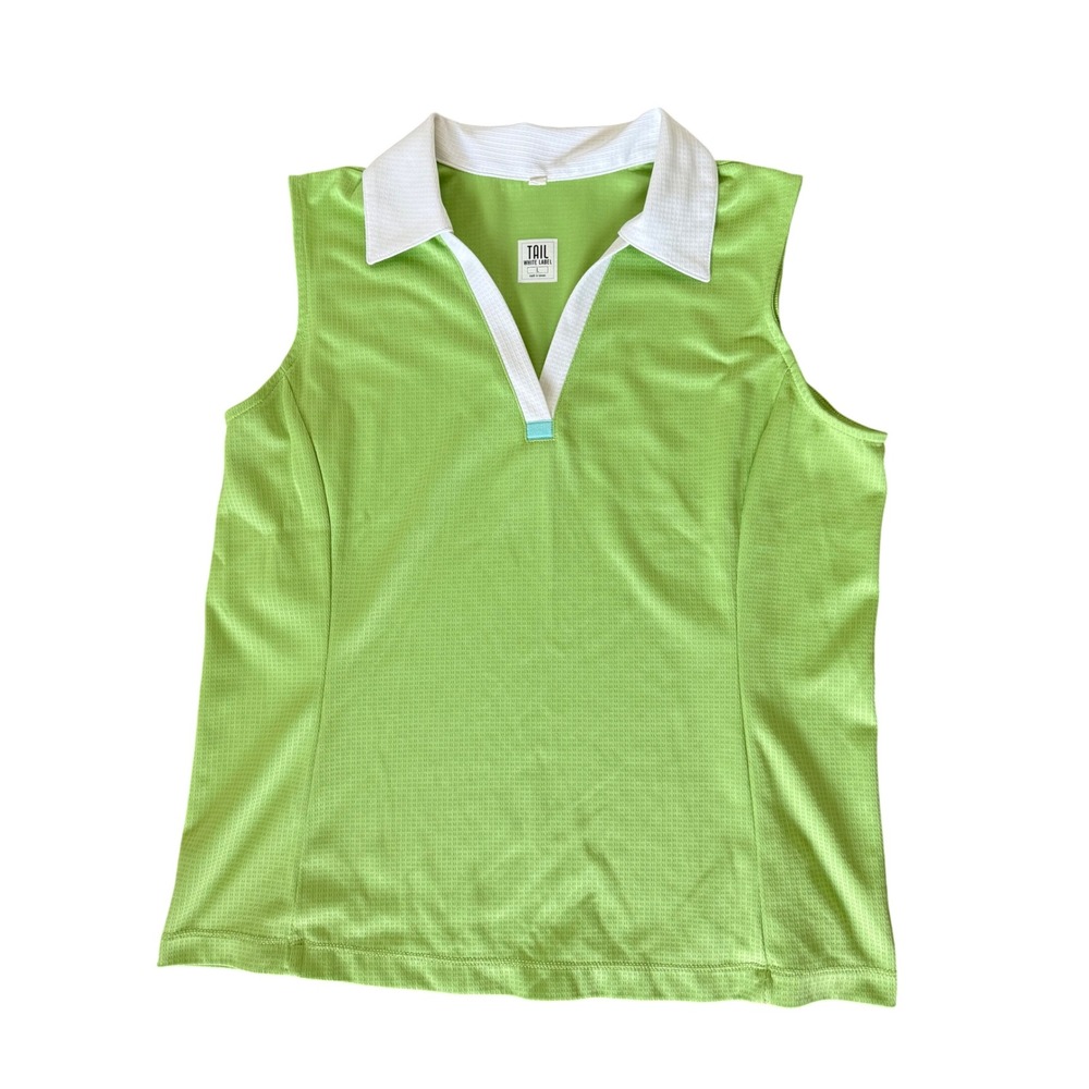 Tail White Label Women's Sleeveless Golf Polo Shirt Large Lime Green Performance